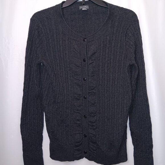 EDDIE BAUER RIBBED BUTTON UP CARDIGAN - Picture 1 of 9